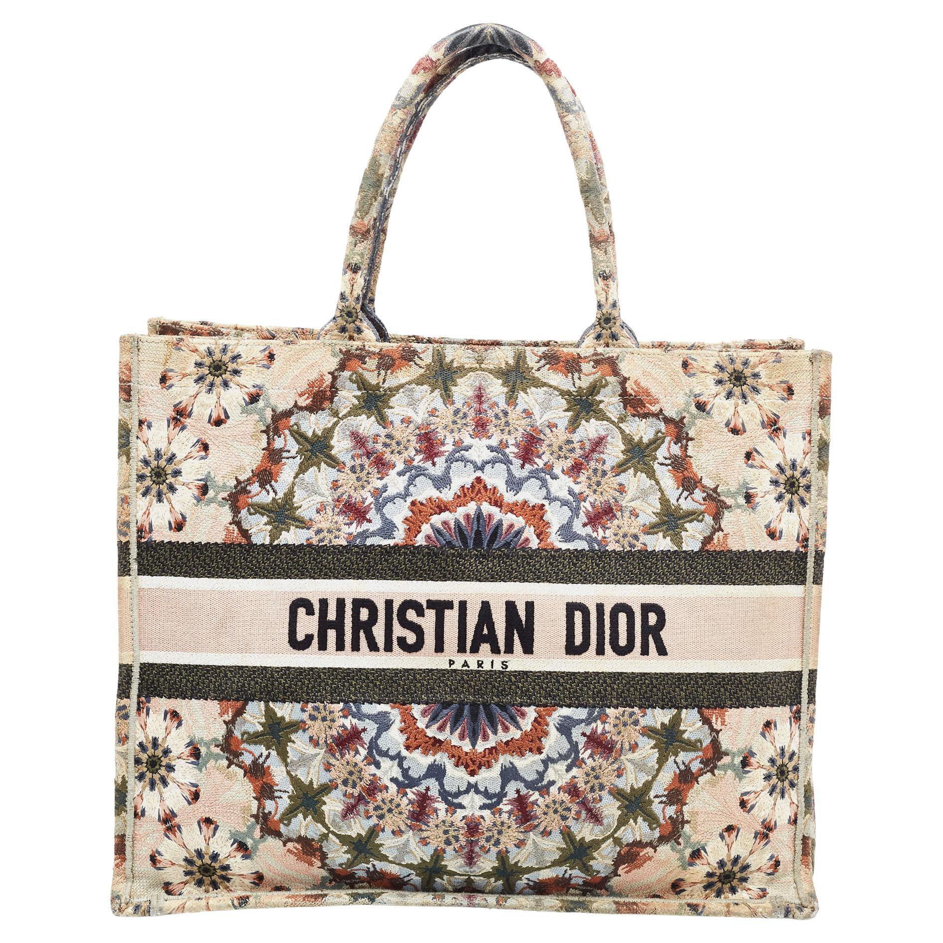 Dior Multicolor Embroidered Canvas Large Book Tote For Sale