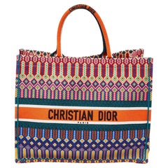 Used Dior Multicolor Embroidered Canvas Large Book Tote