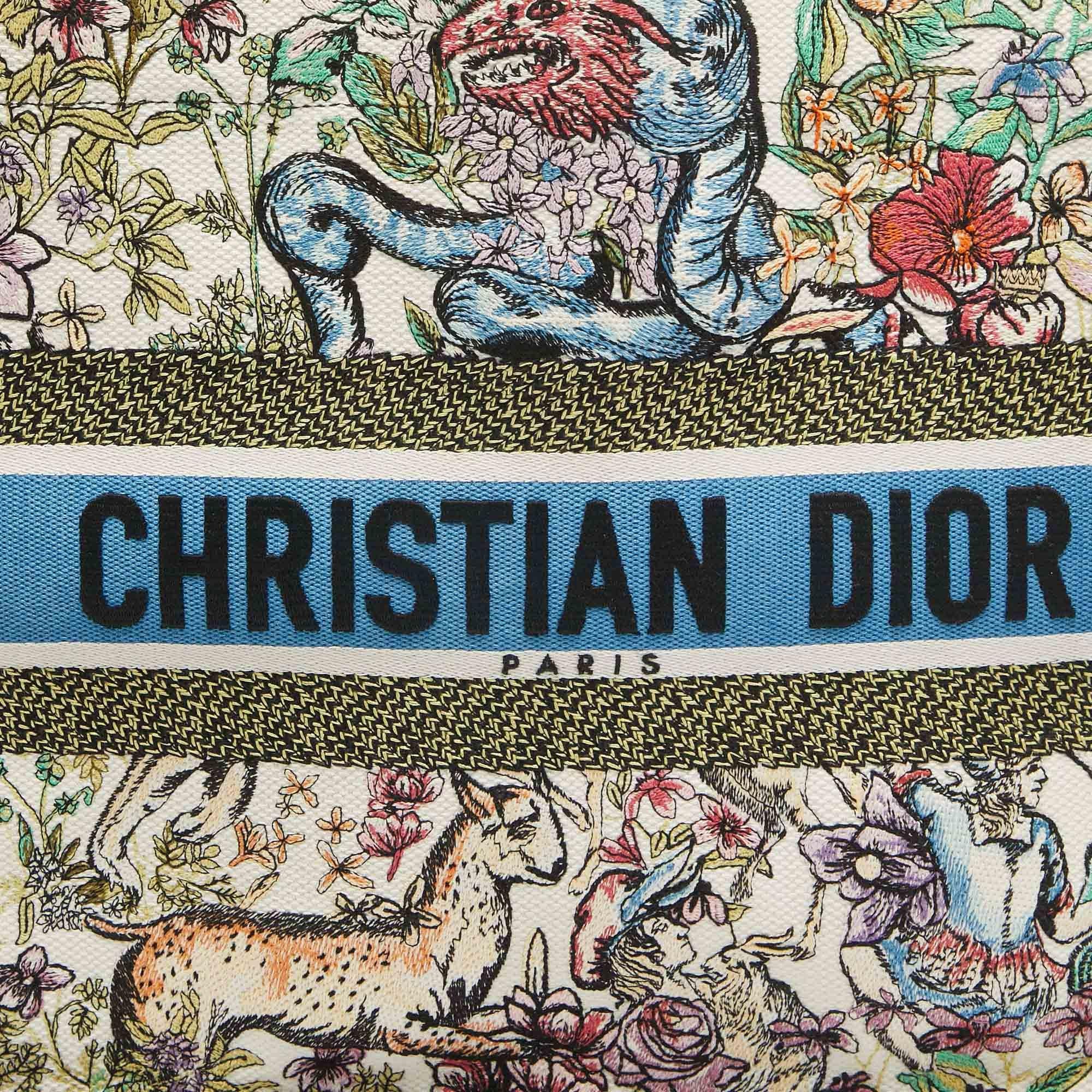 Women's Dior Multicolor Embroidered Canvas Medium Book Tote