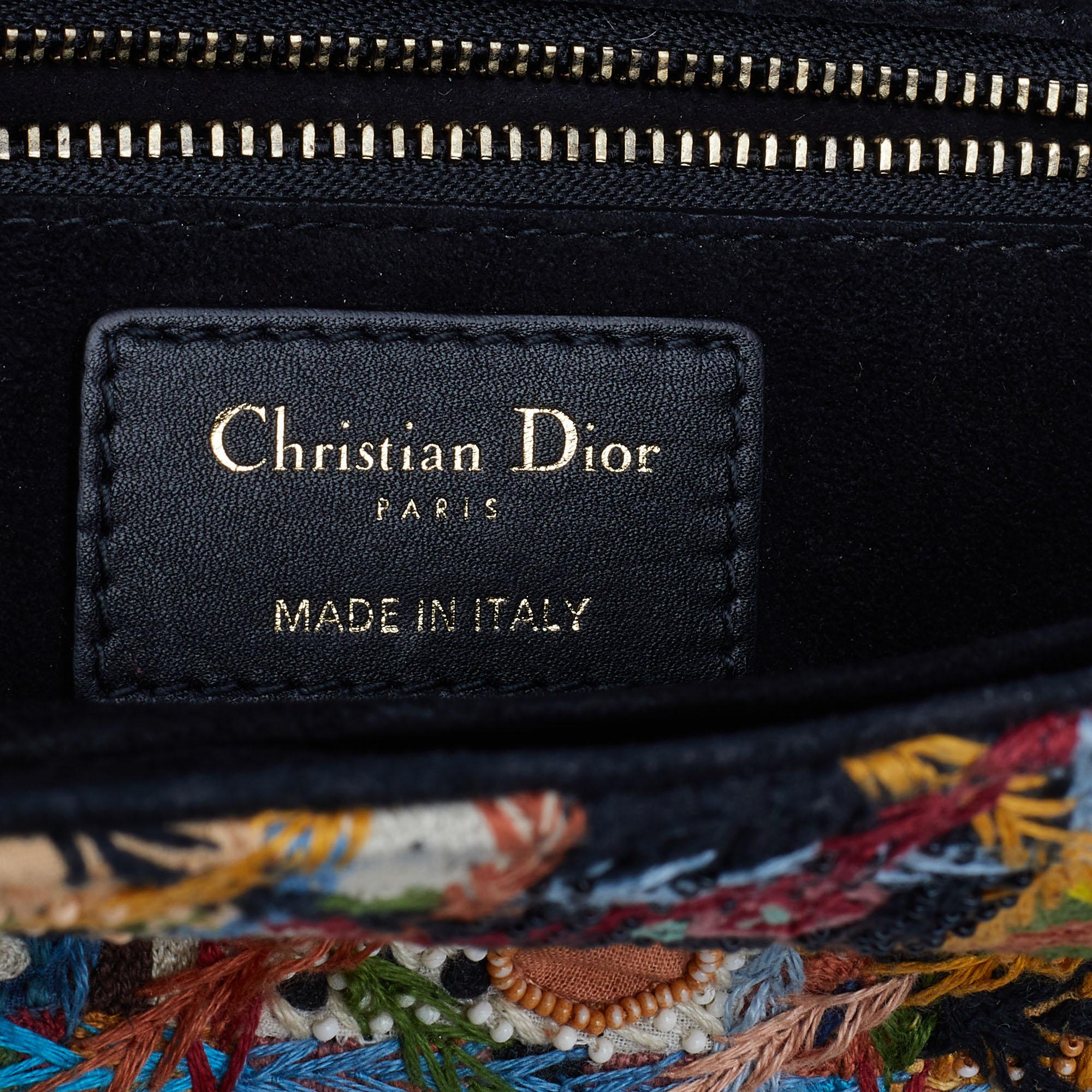 Dior Multicolor Embroidered Fabric Dioraddict Flap Shoulder Bag 6