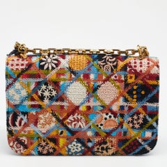 Dior Multicolor Embroidered Fabric Dioraddict Flap Shoulder Bag