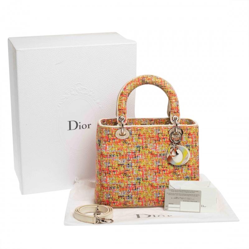 Dior Multicolor Embroidered Fabric Medium Limited Edition Lady Dior Tote 5