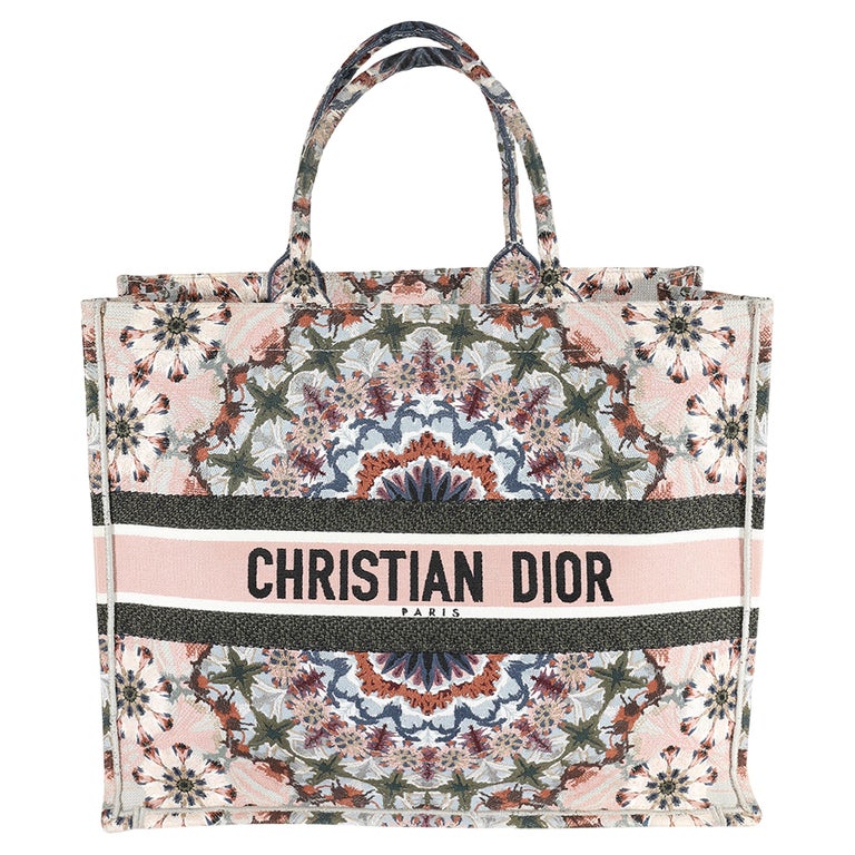 Dior Book Tote Embroidered Canvas Pink Multicolor in Canvas - US