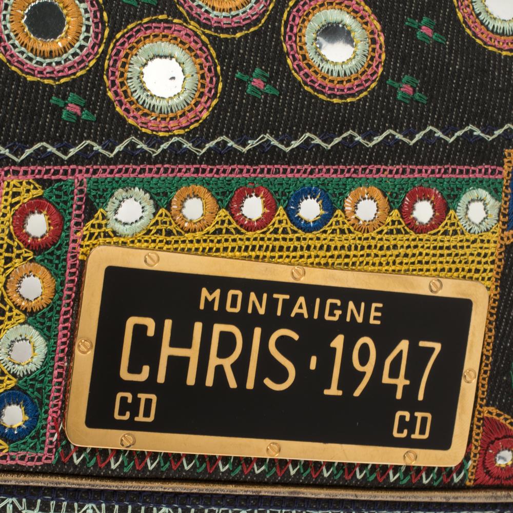 Black Dior Multicolor Fabric 1947 Montaigne Chris License Plate Saddle Bag