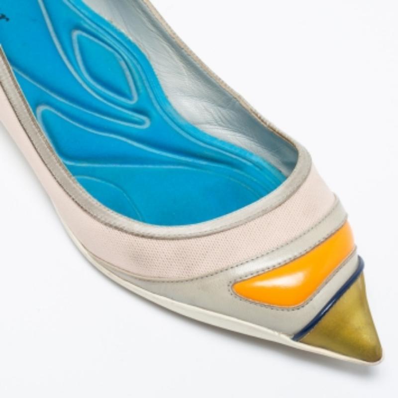 Dior Multicolor Fabric And Leather Ballet Flats Size 36 In Fair Condition For Sale In Dubai, Al Qouz 2