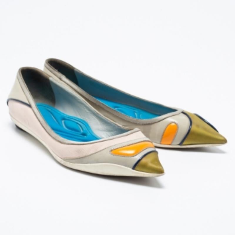 Dior Multicolor Fabric And Leather Ballet Flats Size 36 For Sale 2