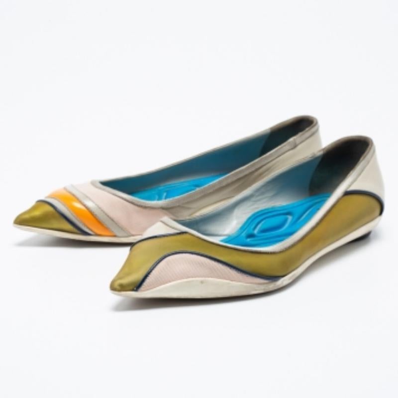 Dior Multicolor Fabric And Leather Ballet Flats Size 36 For Sale 3