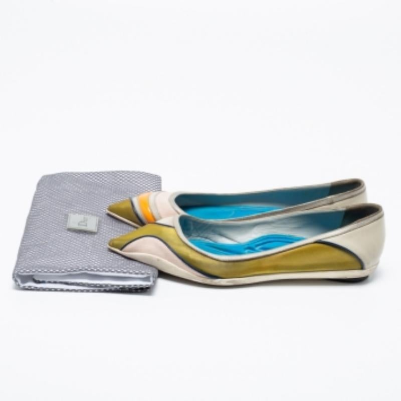 Dior Multicolor Fabric And Leather Ballet Flats Size 36 For Sale 4