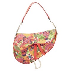Dior Multicolor Floral Canvas and Patent Leather Saddle Shoulder Bag