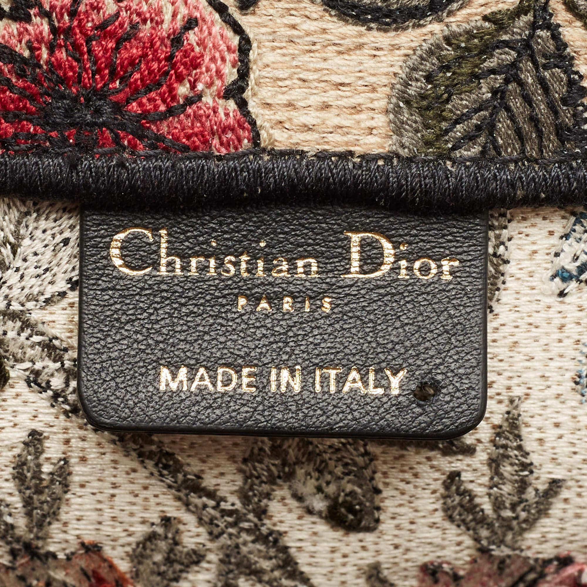 Dior Multicolor Floral Embroidered Canvas Large Book Tote 4