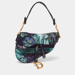 Dior Multicolor Floral Embroidered Canvas Saddle Bag