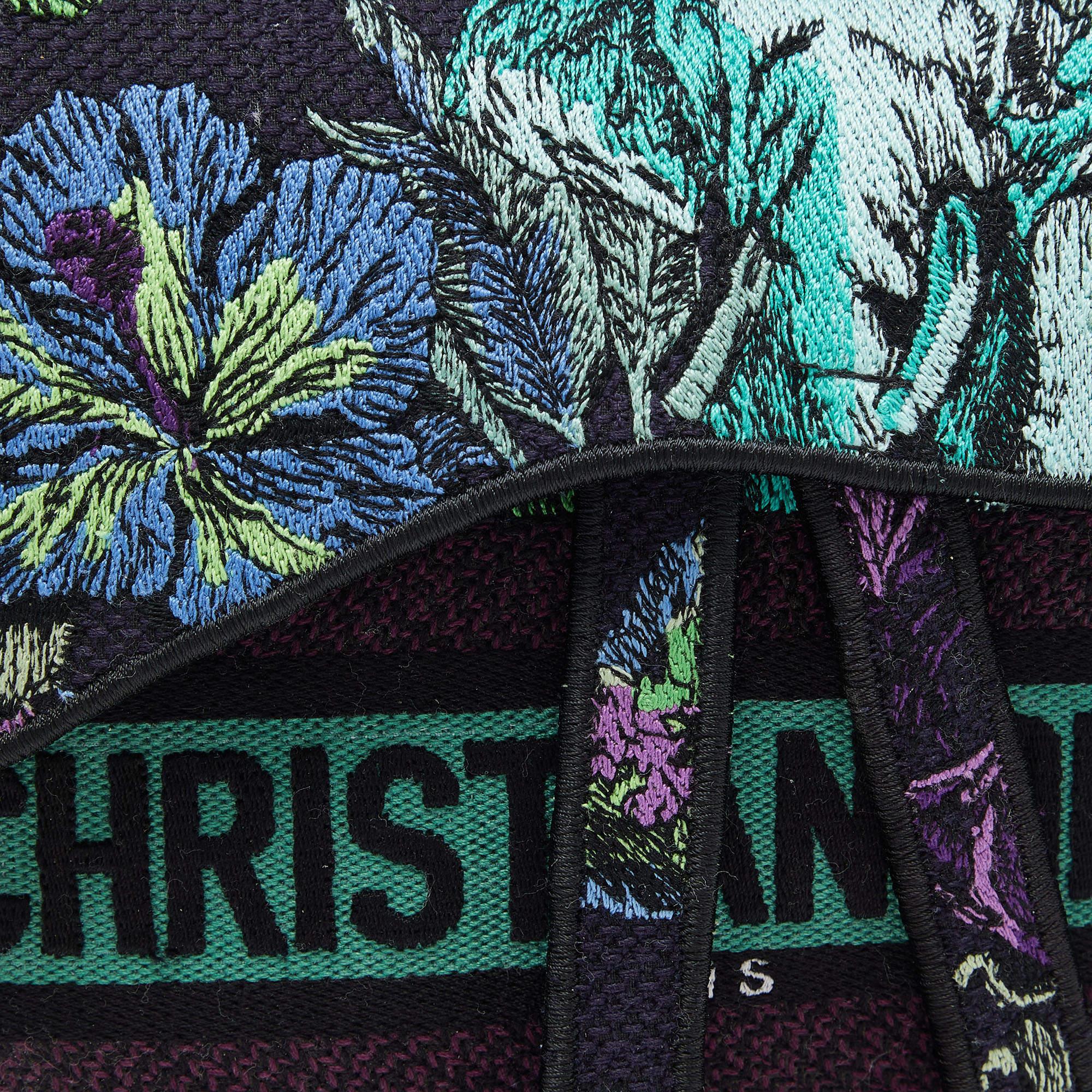 Dior Multicolor Floral Embroidered Canvas Saddle Bag 1