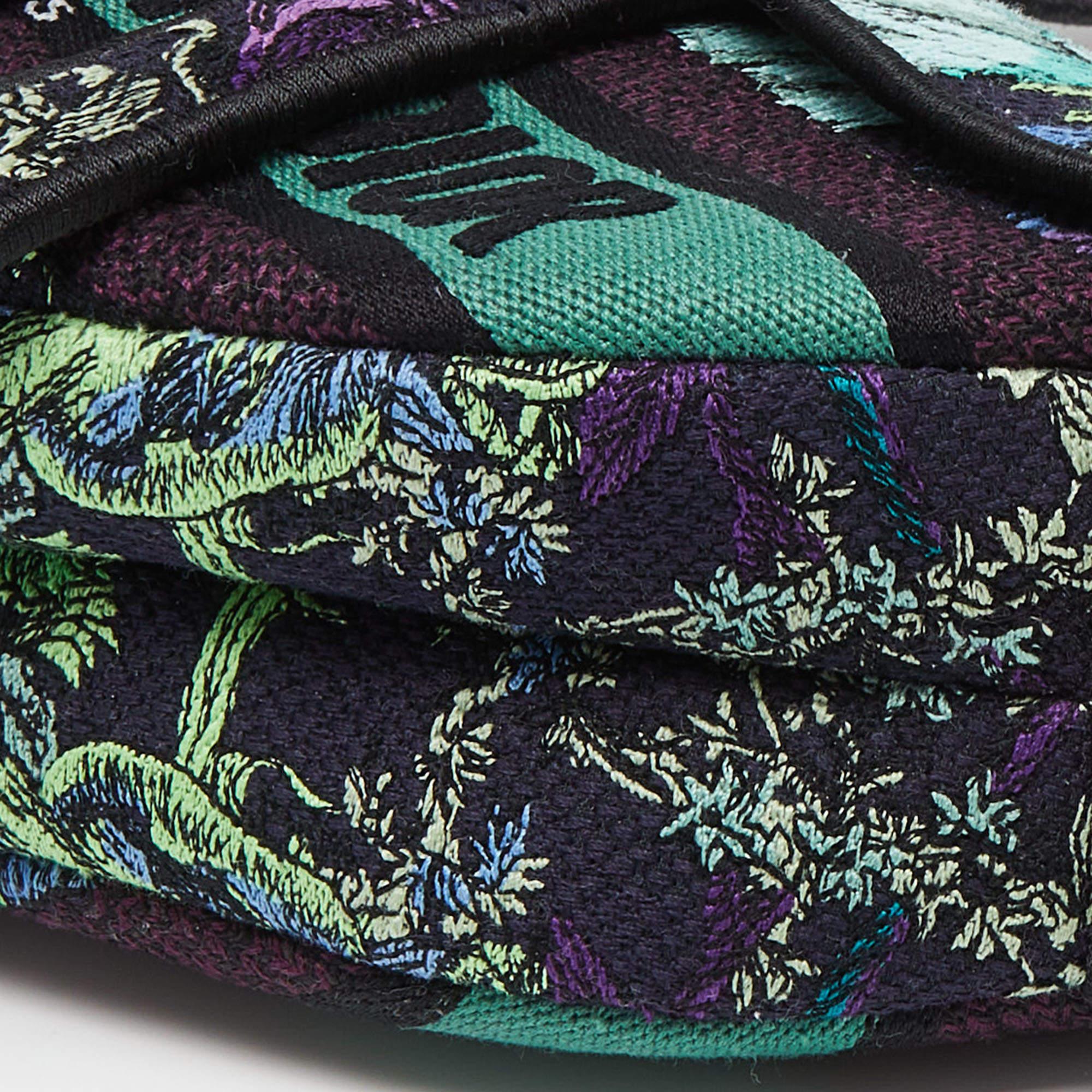 Dior Multicolor Floral Embroidered Canvas Saddle Bag 3