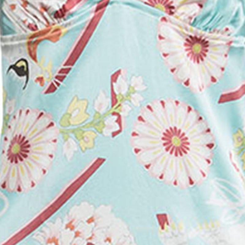 Dior Multicolor Floral Printed Silk Babydoll Dress L In Good Condition In Dubai, Al Qouz 2