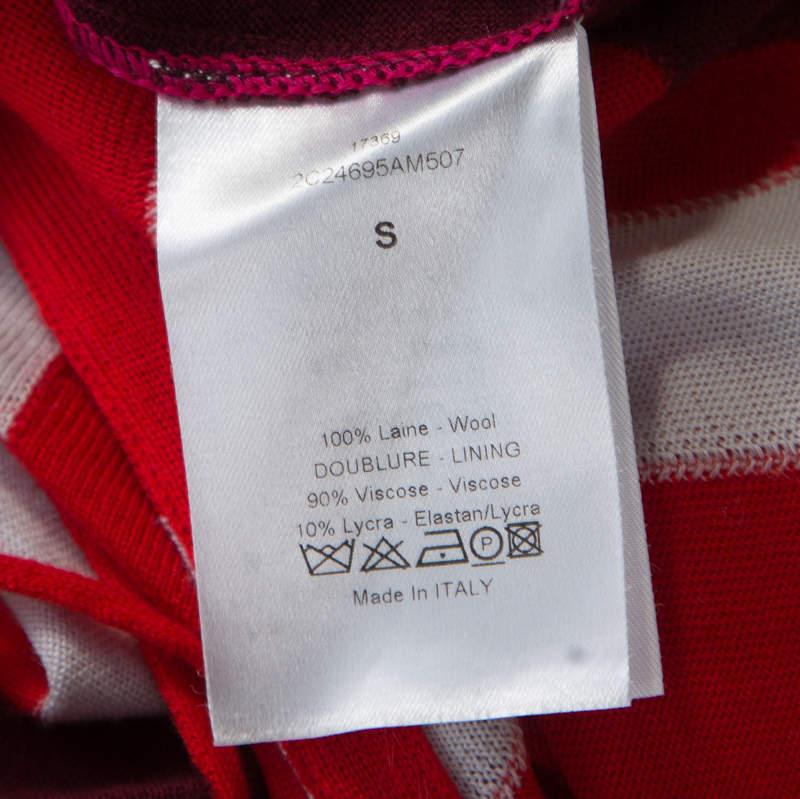Dior Mehrfarbiges Minikleid aus Wolle mit geometrischem Muster und einer Schulterausschnitt S Damen im Angebot