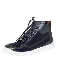 Dior Multicolor Leather and Canvas Lace High Top Sneakers Size 40