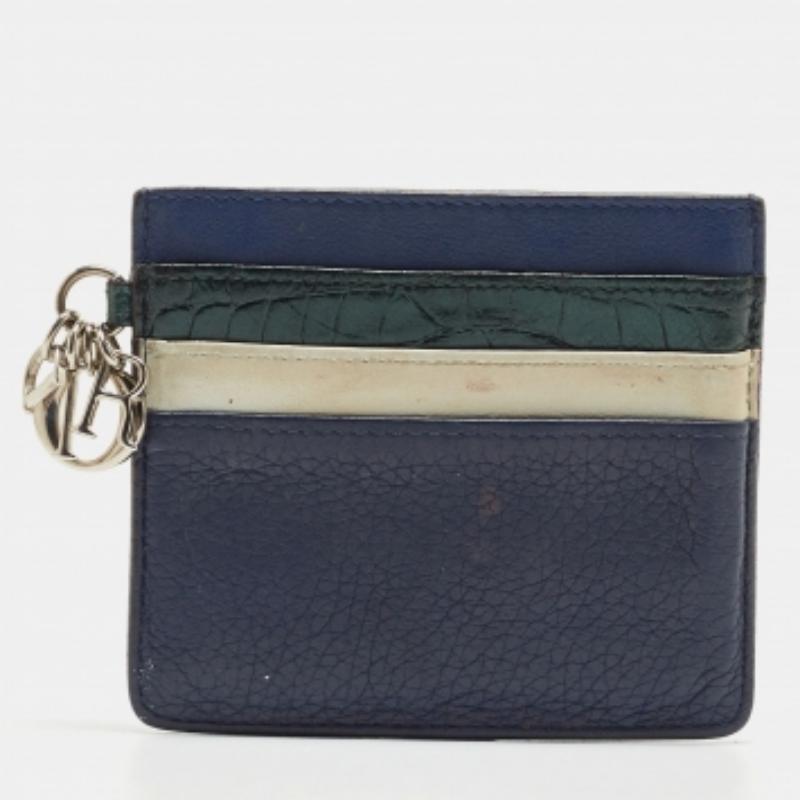 Tarjetero Dior Lady de piel y cocodrilo multicolor en venta 4