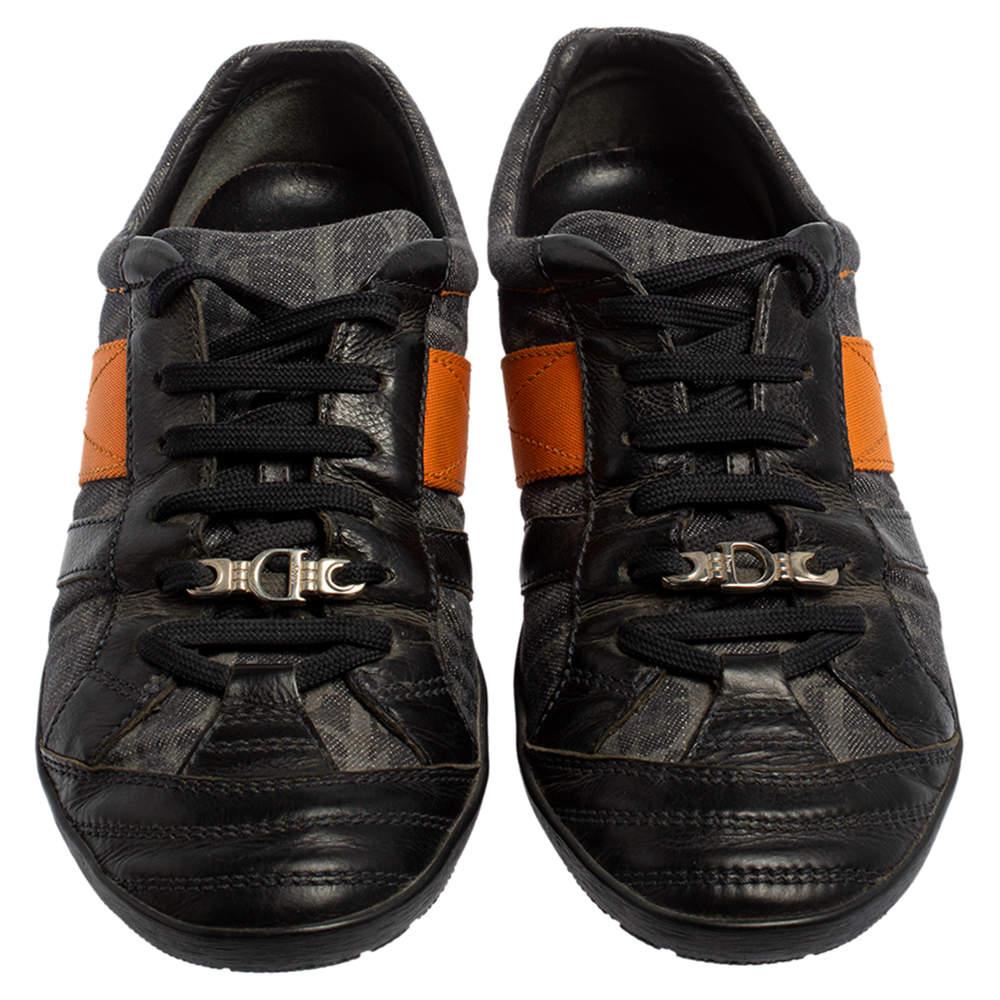 Black Dior Multicolor Leather And Monogram Canvas Lace Up Sneakers Size 38