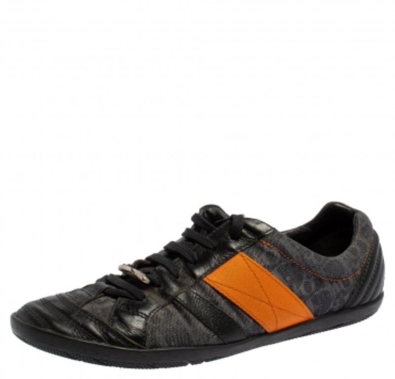 Black Dior Multicolor Leather And Monogram Canvas Lace Up Sneakers Size 38 For Sale