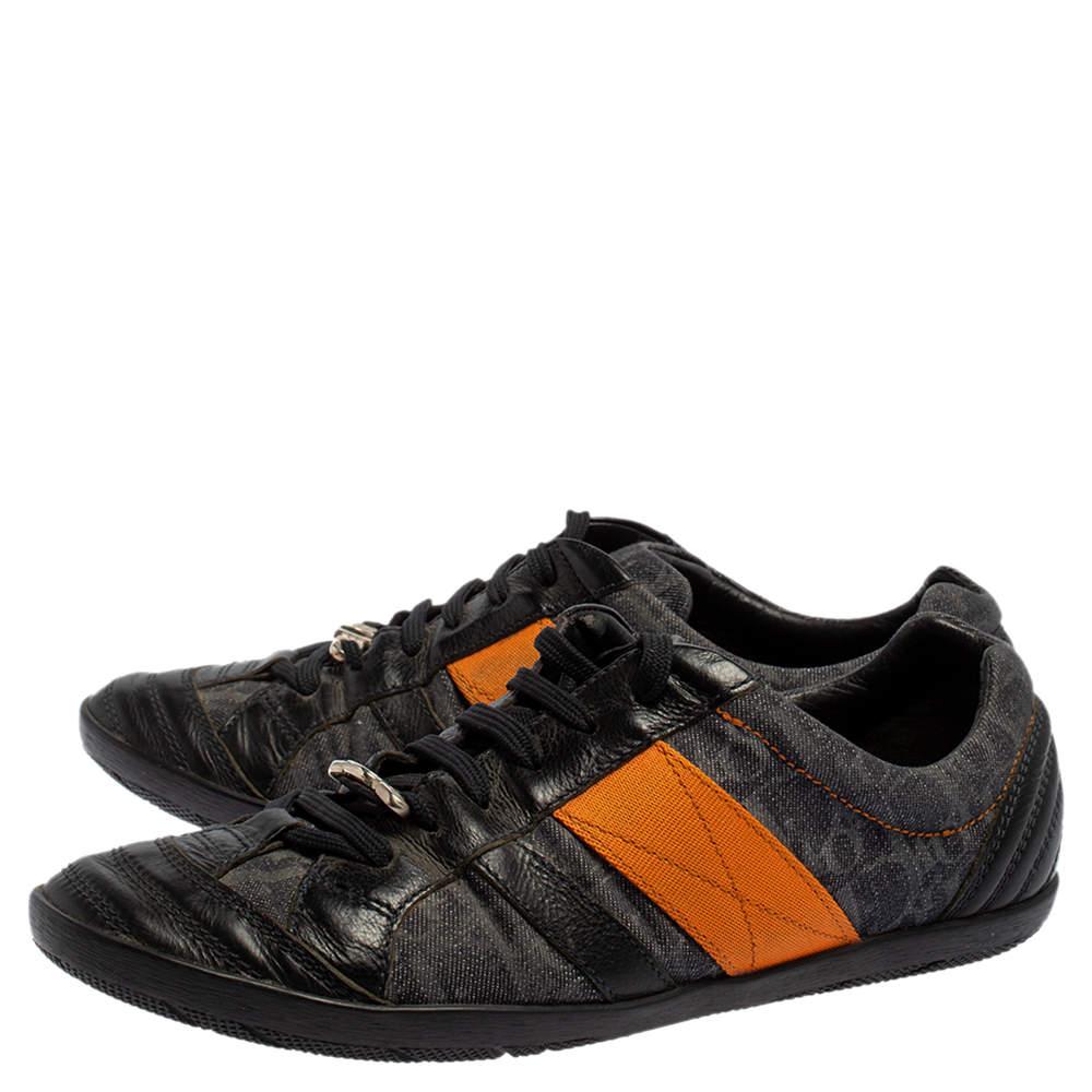 Dior Multicolor Leather And Monogram Canvas Lace Up Sneakers Size 38 In Fair Condition In Dubai, Al Qouz 2