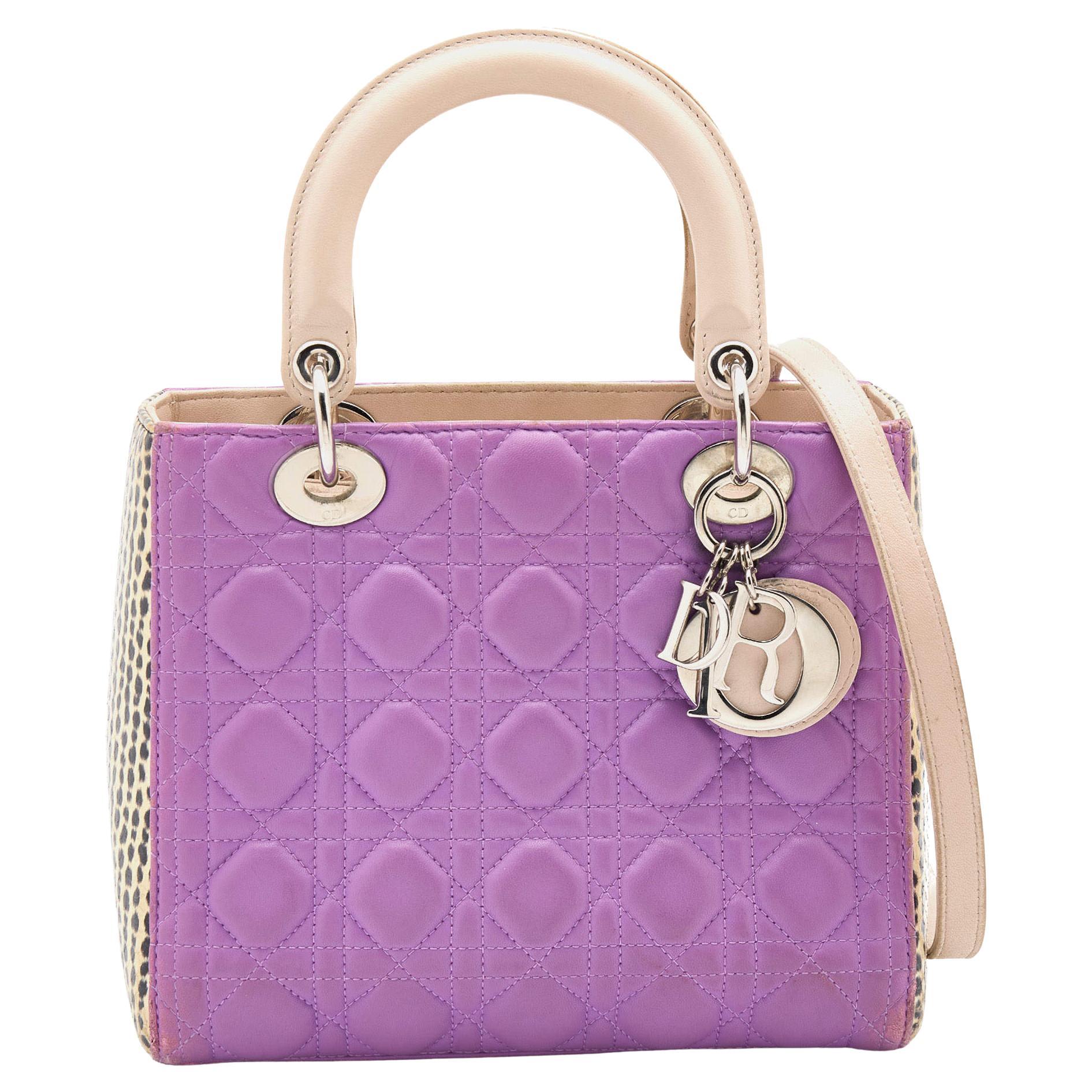 Dior Multicolor Leather And Water Snake Medium Lady Dior Tote For Sale