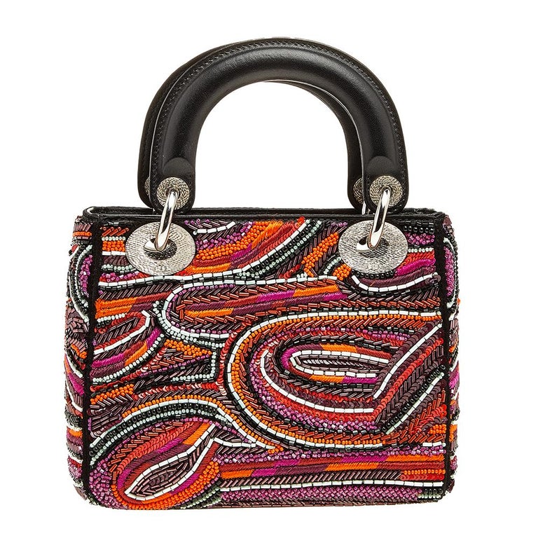 Dior Multicolor Leather Embroidered Lady Dior Tote at 1stDibs