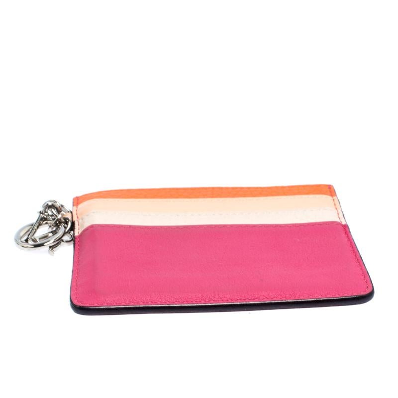 Pink Dior Multicolor Leather Lady Dior Card Holder