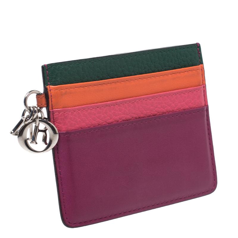 Dior Multicolor Leather Lady Dior Card Holder 4