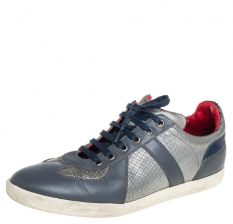 Dior Mehrfarbige Low Top-Turnschuhe aus Leder Größe 40 (Grau) im Angebot