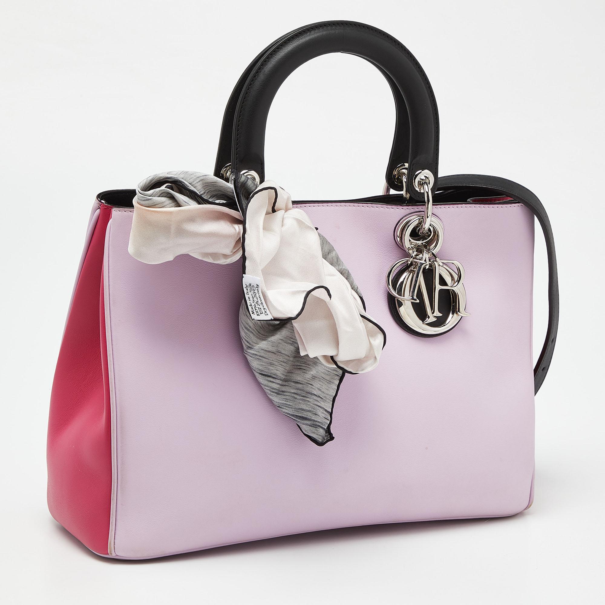 Dior Mehrfarbige Diorissimo Shopper-Tasche aus Leder im Angebot 3