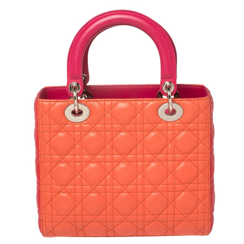The Lady Dior tote is a Dior creation that has gained recognition worldwide and is today a coveted bag that every fashionista craves to possess. This multicolor tote has been crafted from leather and it carries the signature Cannage quilt. It is