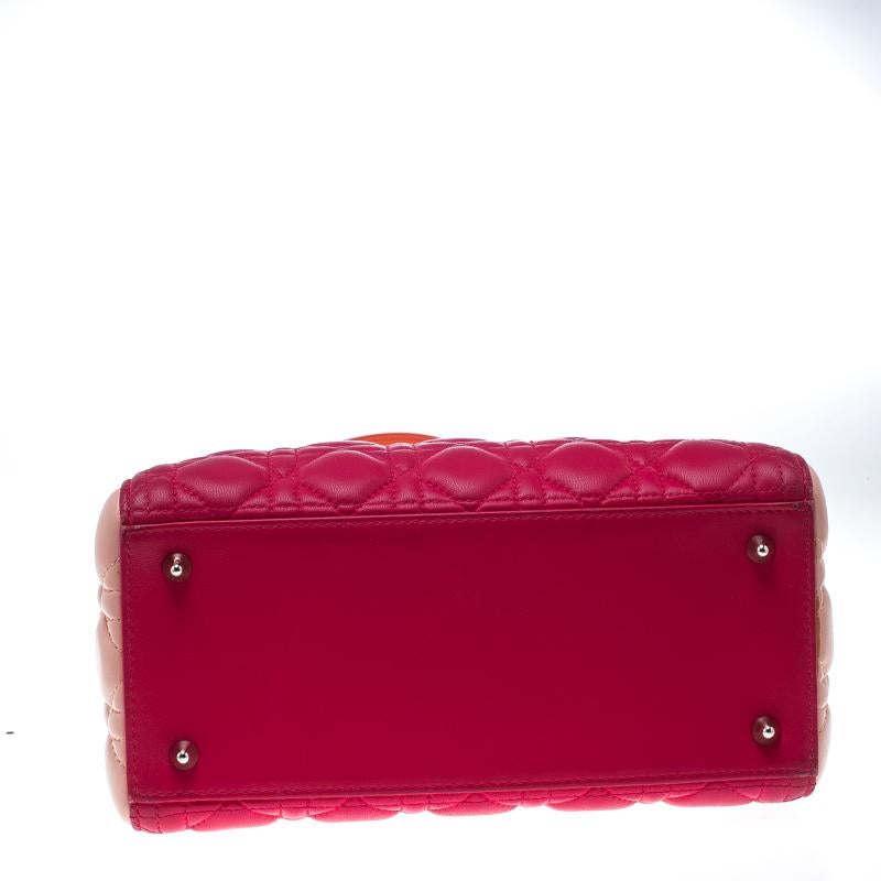Red Dior Multicolor Leather Medium Lady Dior Tote