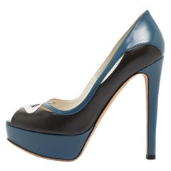 Dior Multicolor Leather Peep Toe Pumps Size 36.5