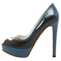 Dior Multicolor Leather Peep Toe Pumps Size 36.5