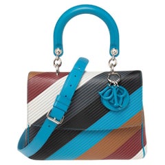 Dior Multicolor Leather Pleated Small Be Dior Flap Top Handle Bag