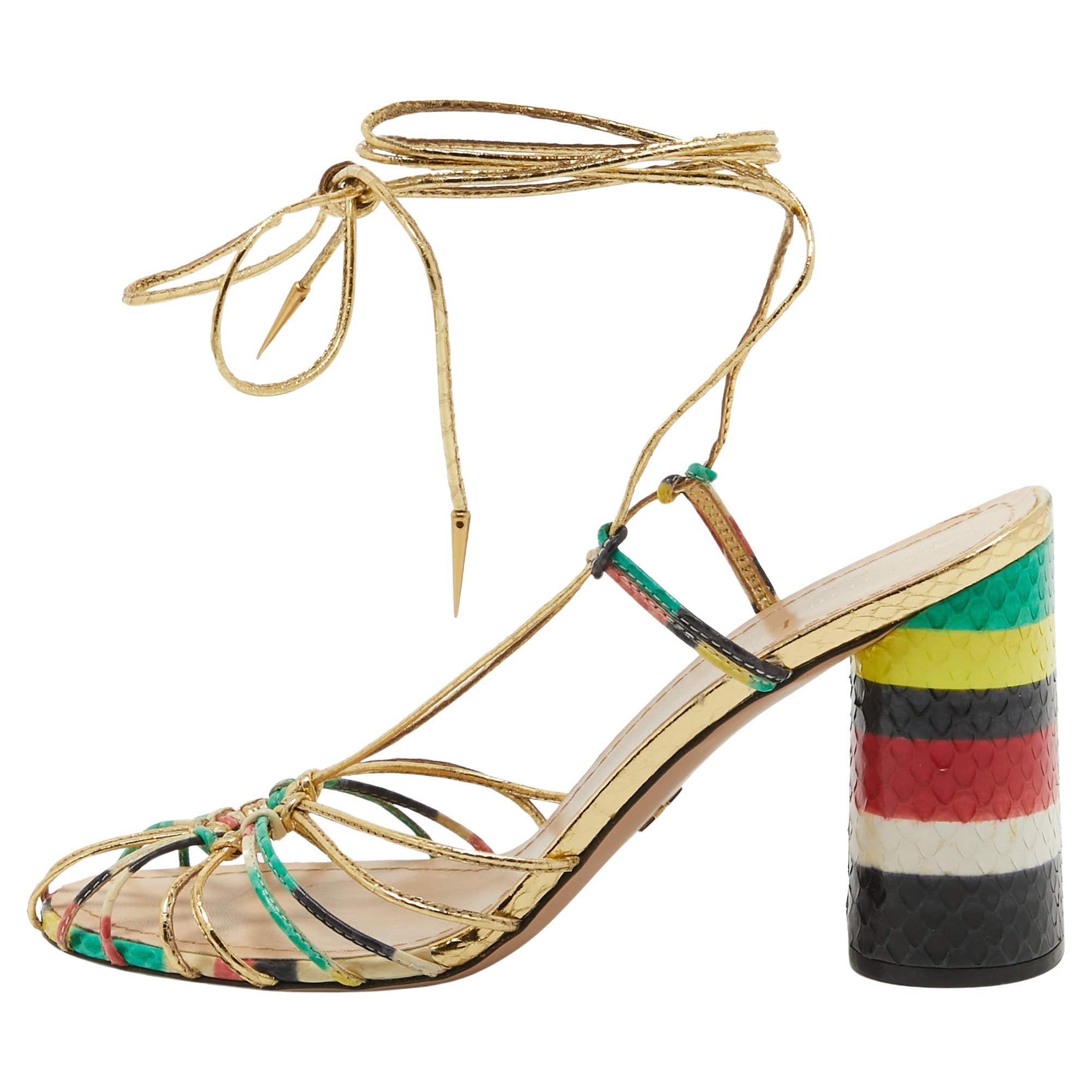 Dior Multicolor Leather Stripy Ankle Wrap Sandals Size 40.5 For Sale