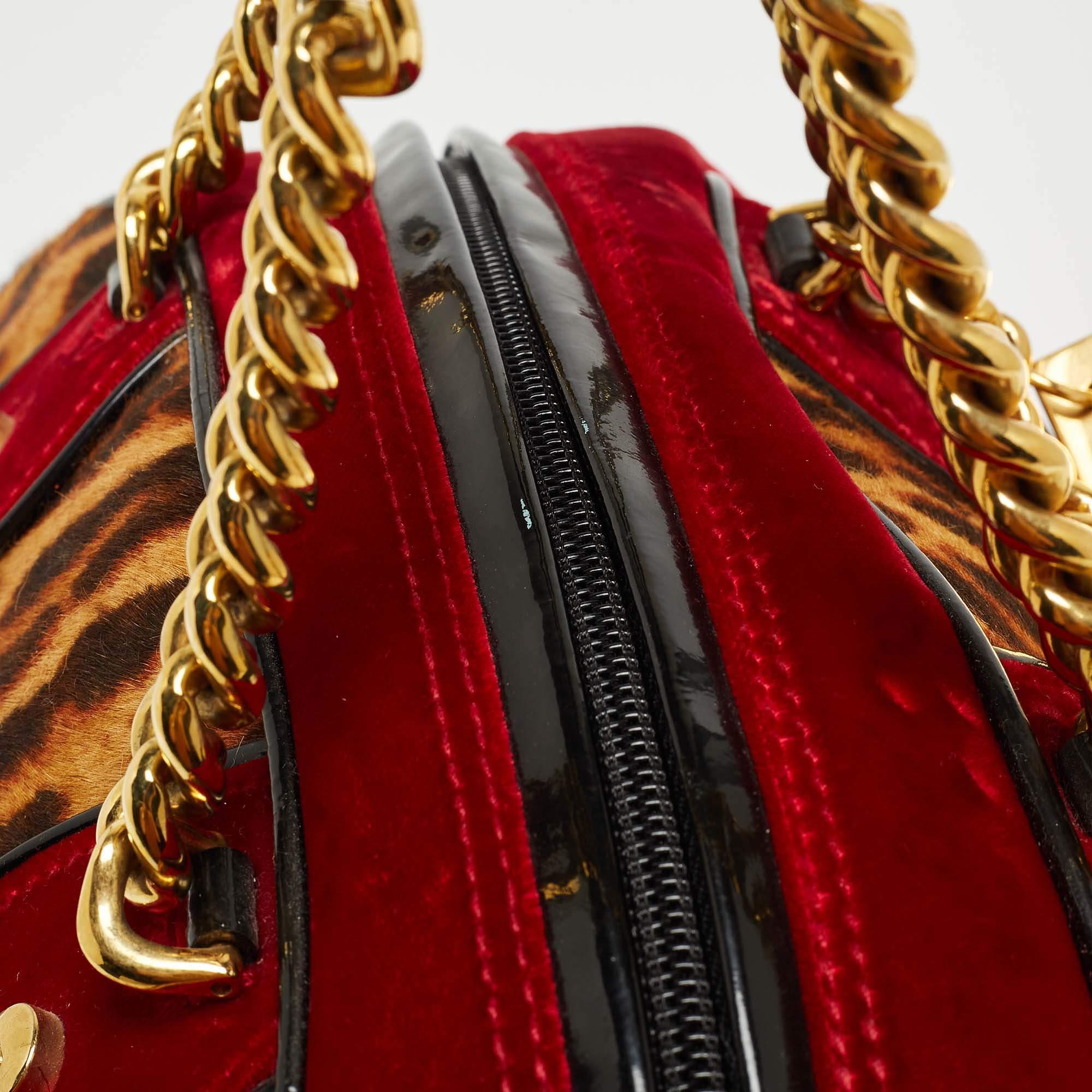 Dior Multicolor Leopard Print, Velvet and Patent Leather Gambler Dice Bag 13