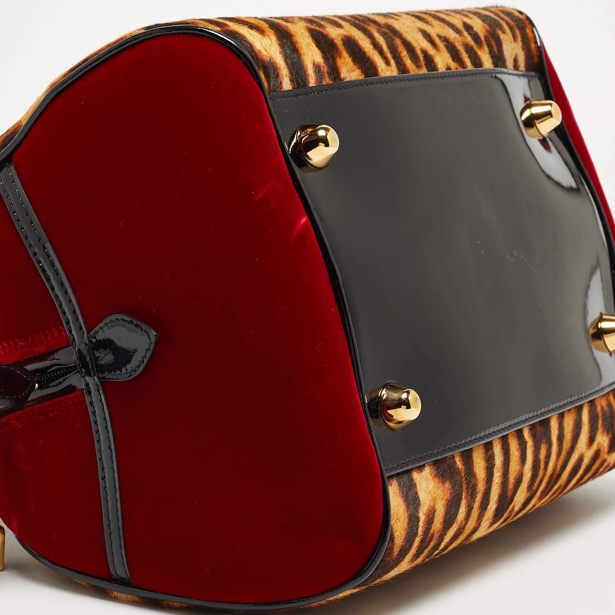 Dior Multicolor Leopard Print, Velvet and Patent Leather Gambler Dice Bag 15