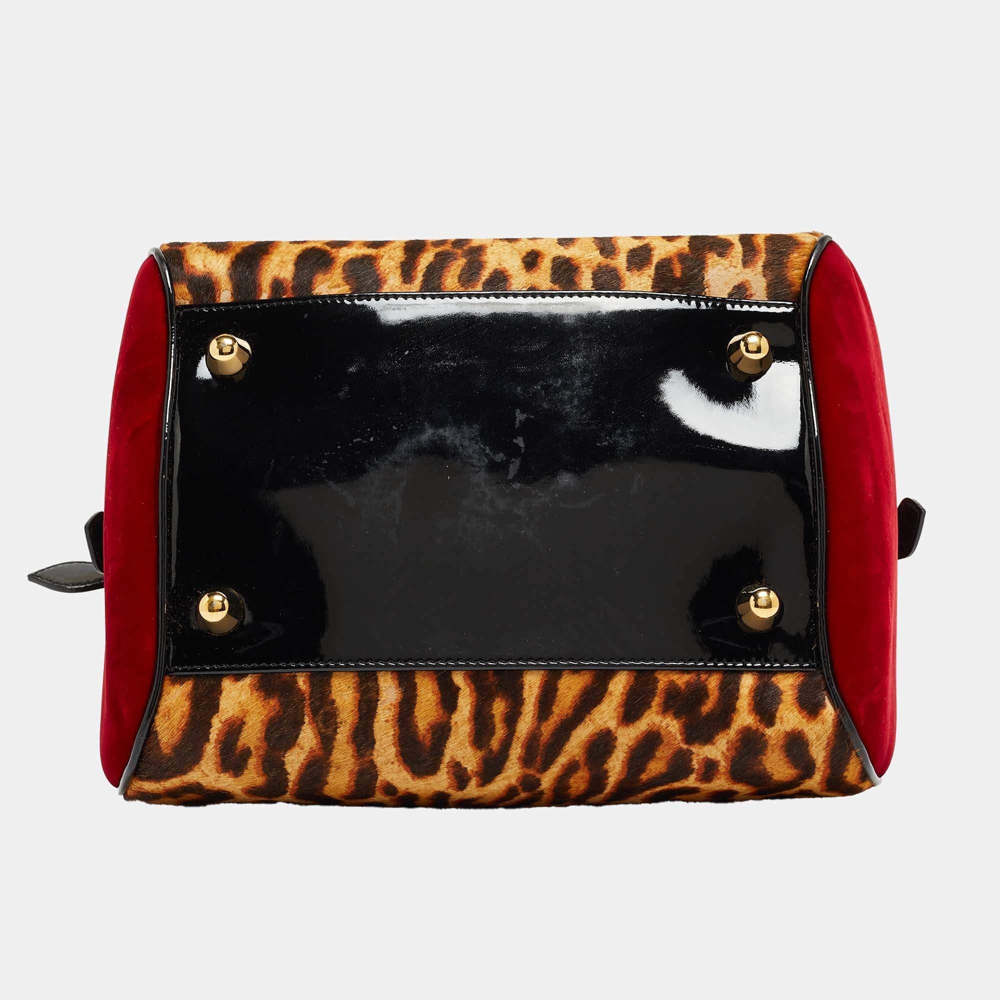 Dior Multicolor Leopard Print, Velvet and Patent Leather Gambler Dice Bag 1