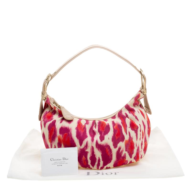 Dior Multicolor Leopard Printed Canvas and Leather Hobo 5