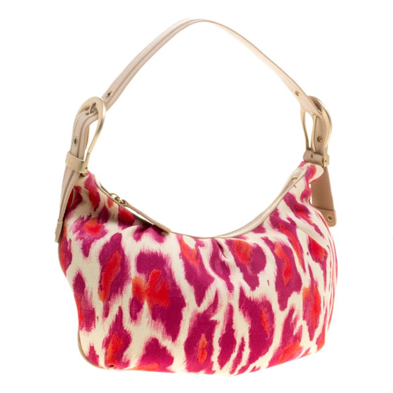 Dior Multicolor Leopard Printed Canvas and Leather Hobo 4