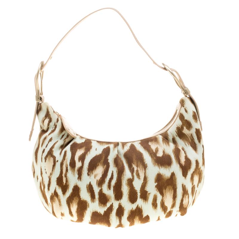 Dior Multicolor Leopard Printed Canvas and Leather Hobo