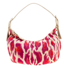 Dior Multicolor Leopard Printed Canvas and Leather Hobo