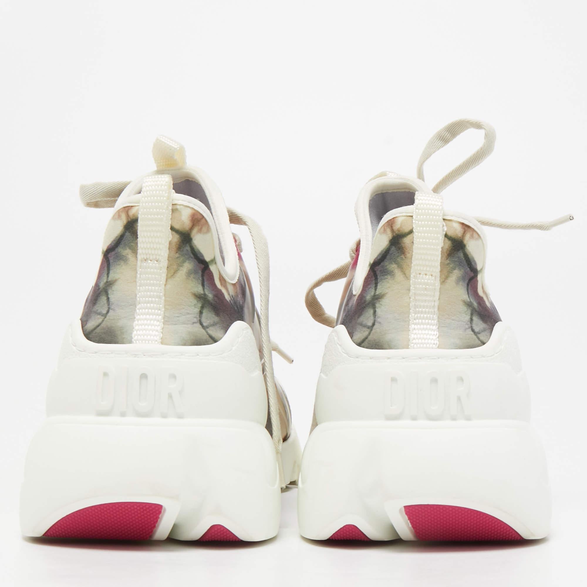 Beige Dior Multicolor Neoprene and Leather D-Connect Kaleidoscopic Sneakers Size 41