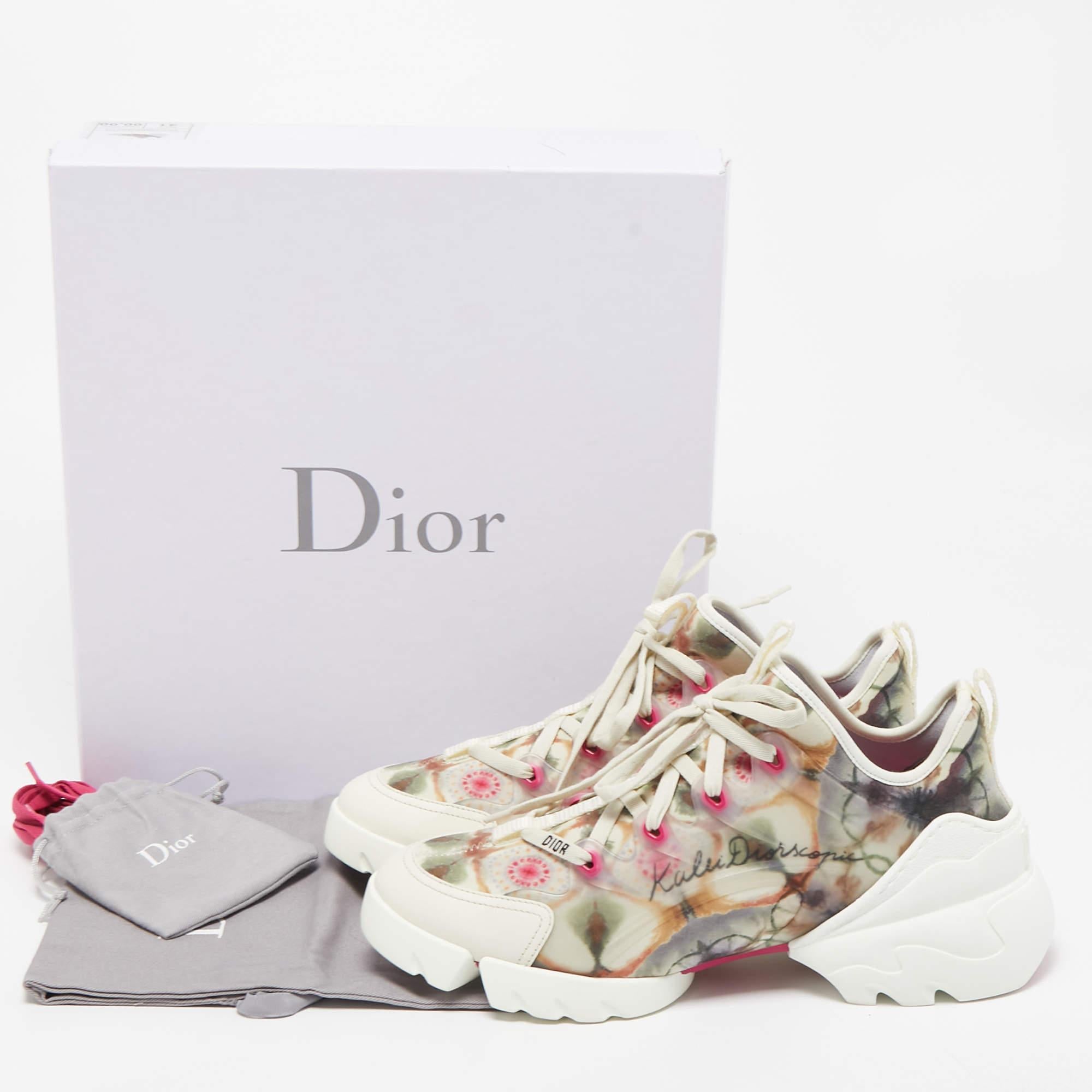 Dior Multicolor Neoprene and Leather D-Connect Kaleidoscopic Sneakers Size 41 2