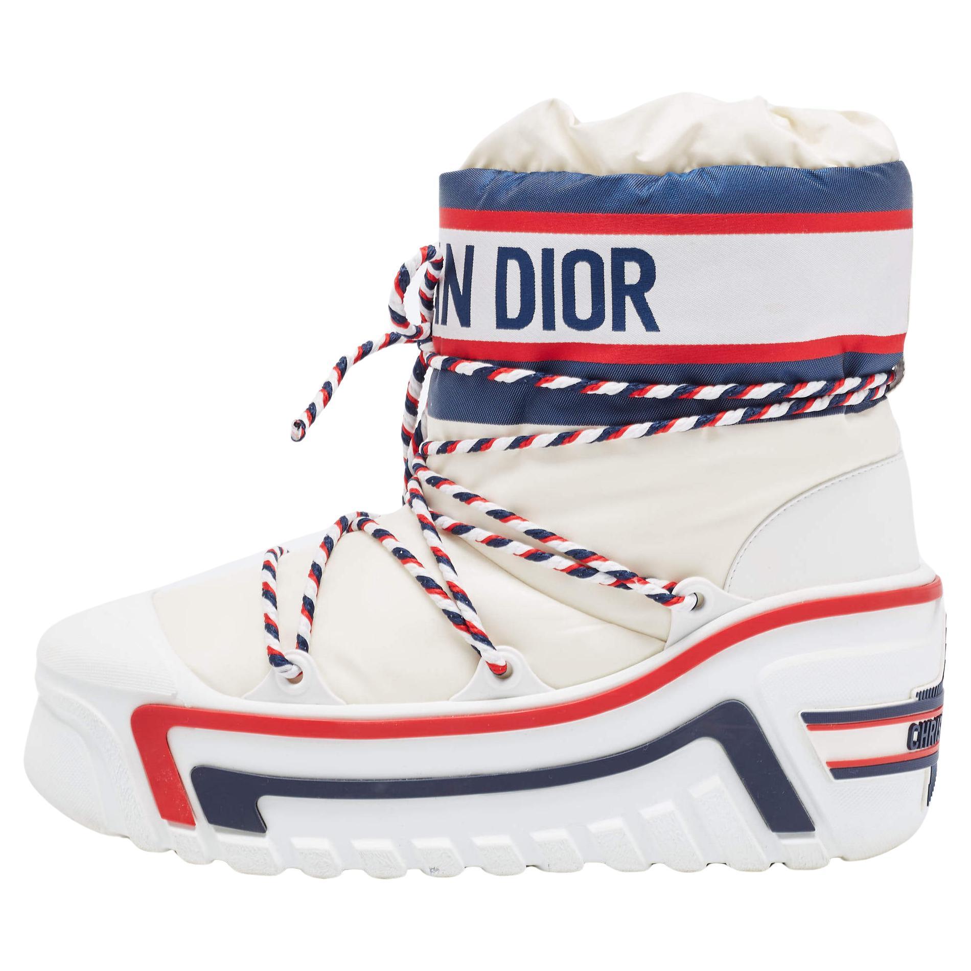 Dior Multicolor Nylon and Leather DiorAlps Ankle Boots Size 39-40