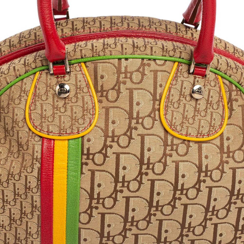 Dior Multicolor Oblique Segeltuch und Leder Rasta Boston Tasche 5