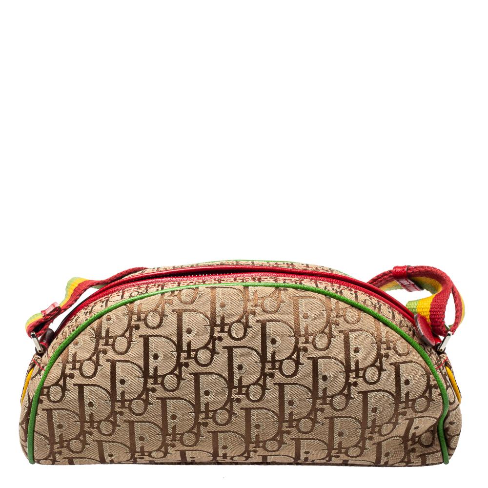 Dior Multicolor Oblique Canvas Rasta Trotter Bowler Bag In Good Condition In Dubai, Al Qouz 2