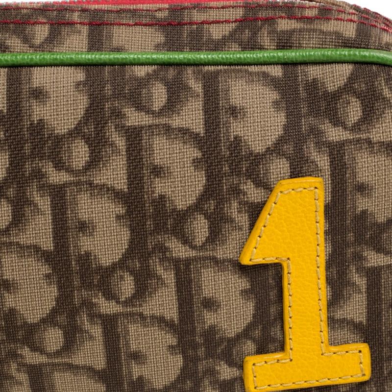 Dior Multicolor Oblique Coated Canvas and Leather Vintage Rasta 1 Pochette Bag In Fair Condition In Dubai, Al Qouz 2