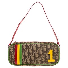 Sac Dior Multicolor Oblique en toile enduite et cuir Vintage Rasta 1 Pochette